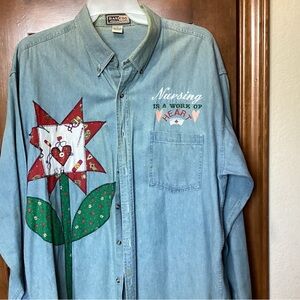 BASICSS XL faded denim shirt jacket custom nursing decor for male or female